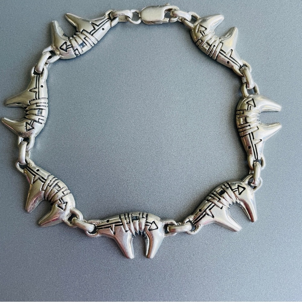 Native American Bear Link Sterling Silver Vintage Bracelet